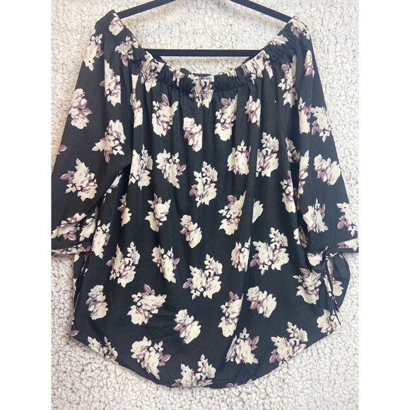 Tops - Indulge in Style floral blouse off the shoulders 3/4 sleeve flowy women's SZ 2XL